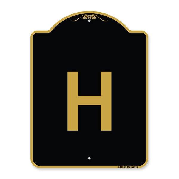 Amistad 18 x 24 in. Designer Series Sign - Sign with Letter H , Black & Gold AM2074611 - main